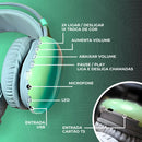 Fone De Ouvido Sem Fio Bluetooth V5.3 Com LED- VERDE