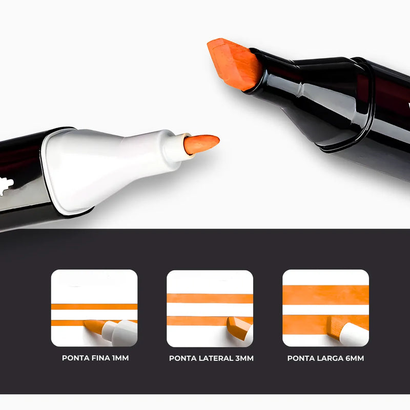 Conjunto De Canetas Marcador Permanente Ponta Dupla 100 Core