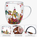 Xícara De Vidro Parede Dupla Com Flor Seca