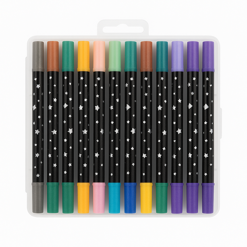 Canetas para Colorir com Glitter 2 pontas com 48 Cores