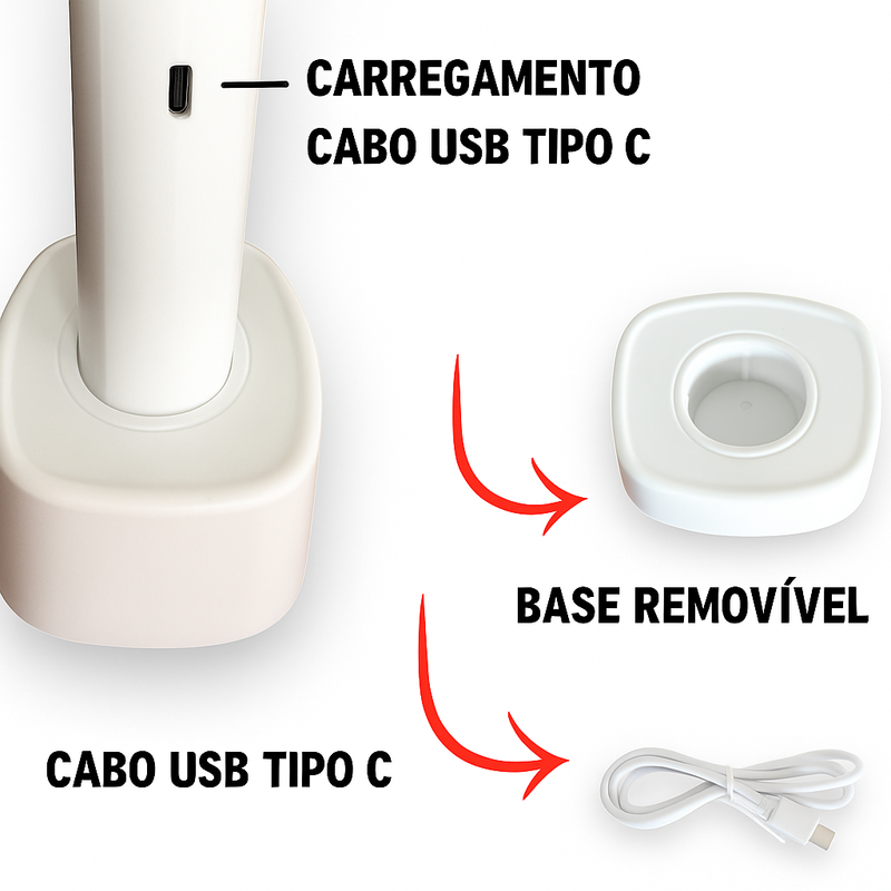 Raquete Elétrica Mata Insetos Recarregável com Base e Luz LE