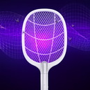 Raquete Elétrica Mata Insetos Recarregável com Base e Luz LE