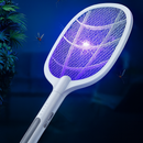 Raquete Elétrica Mata Insetos Recarregável com Base e Luz LE