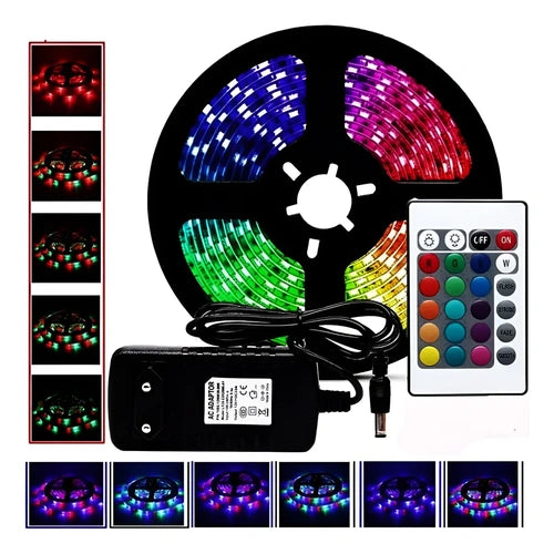 Fita de LED RGB 5 Metros com Controle Remoto