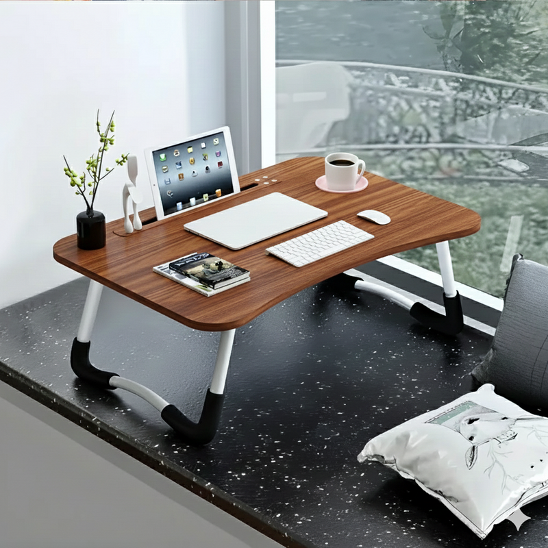 Mesa de Colo Portátil Dobrável Suporte Multiuso - MARROM