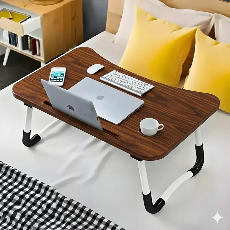 Mesa de Colo Portátil Dobrável Suporte Multiuso - MARROM