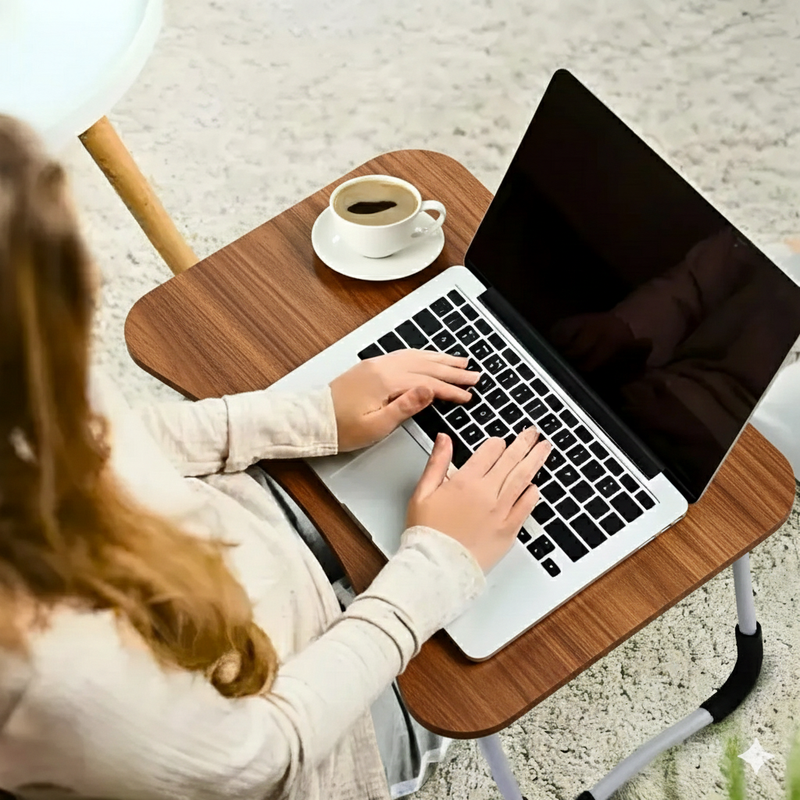 Mesa de Colo Portátil Dobrável Suporte Multiuso - MARROM