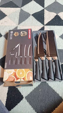 Kit facas de cozinha/Churrasco Profissional Antiaderente 6 Peças Preto/colorido