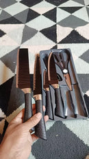 Kit facas de cozinha/Churrasco Profissional Antiaderente 6 Peças Preto/colorido