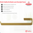 Kit Acessórios Banheiro Conjunto Quadrado 5 Peças Dourado Fosco Dois Cabides Metal