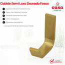 Kit Acessórios Banheiro Conjunto Quadrado 5 Peças Dourado Fosco Dois Cabides Metal