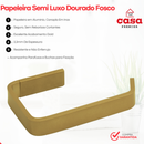 Kit Acessórios Banheiro Conjunto Quadrado 5 Peças Dourado Fosco Dois Cabides Metal