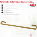 Kit Acessórios Banheiro Conjunto Quadrado 5 Peças Dourado Fosco Dois Cabides Metal