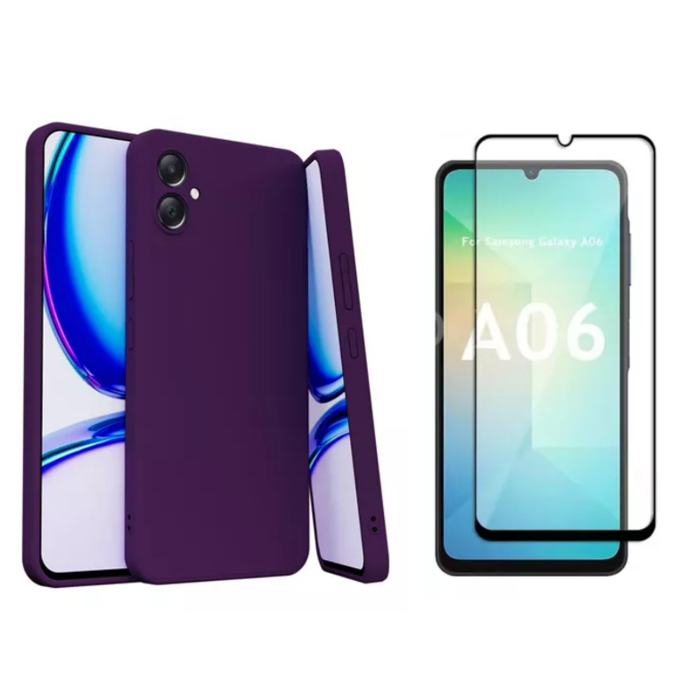 Pelicula Vidro 3D Samsung A06 + Capinha Aveludada Colorida Capa