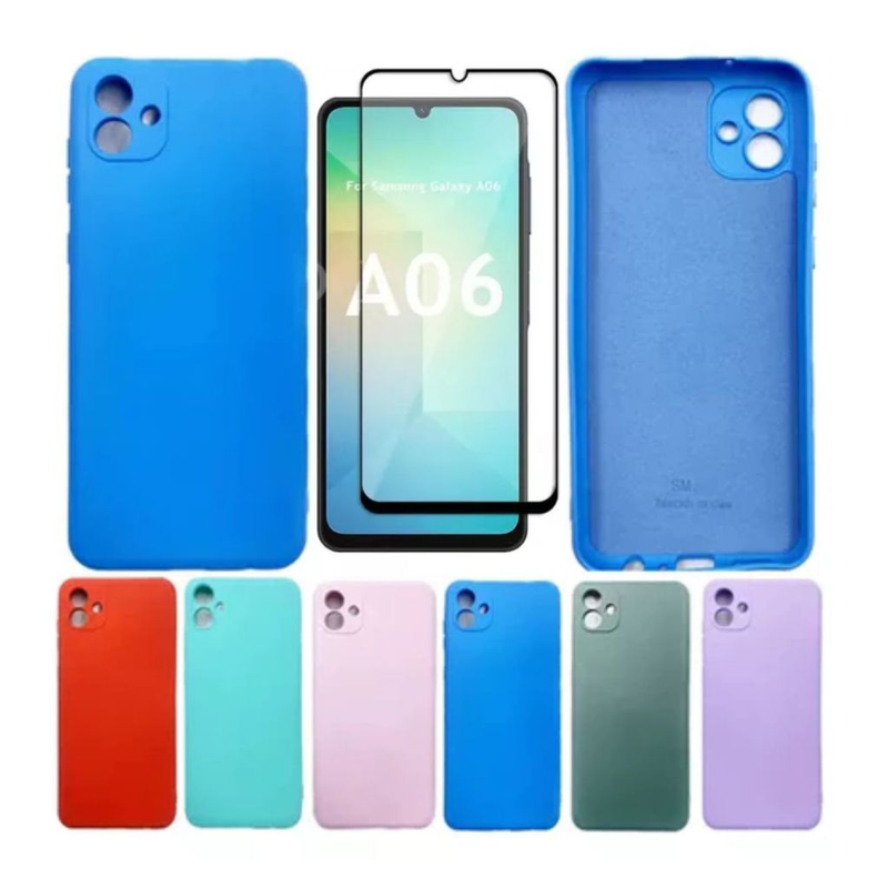 Pelicula Vidro 3D Samsung A06 + Capinha Aveludada Colorida Capa