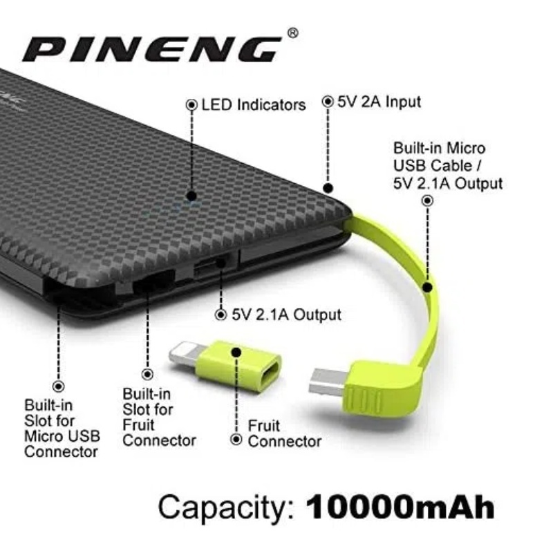 Carregador Portátil Power Bank Bateria 10.000/5000 mah Para iPhone e Android (Cabo V8)