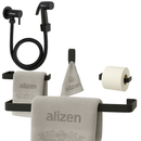 Kit De Banheiro Preto Com Ducha Higiênica - Porta Toalhas