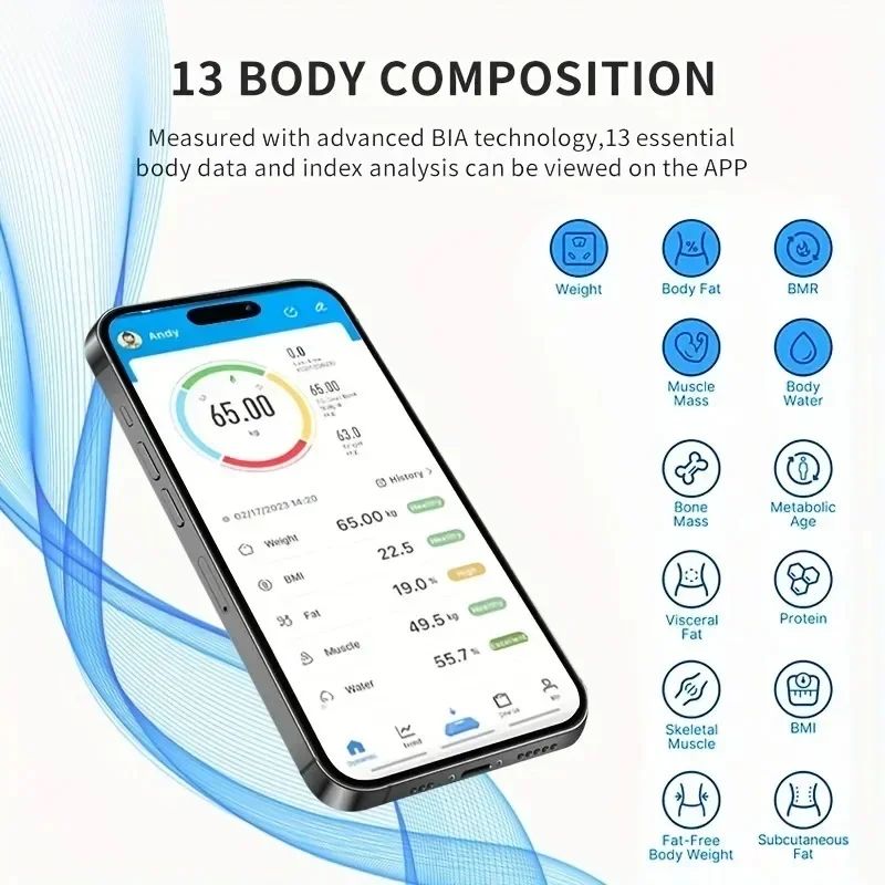 Balança Digital Bioimpedância Corporal Aplicativo Bluetooth