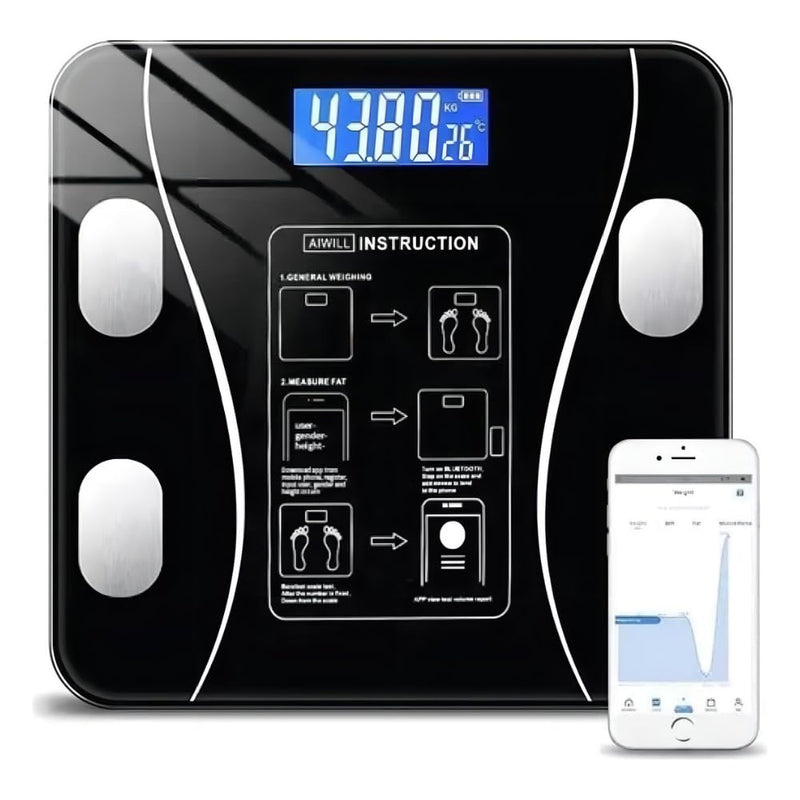Balança Digital Bioimpedância Corporal Aplicativo Bluetooth