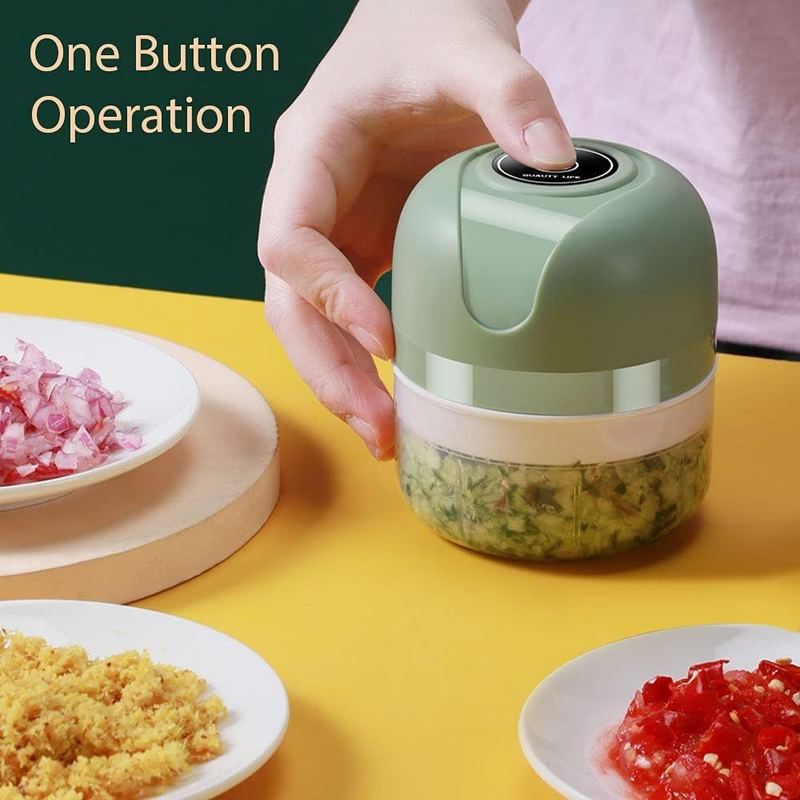 Mini Processador de Alimentos USB 250ml 3 Laminas Triturador Alho Portatil Moedor Eletrico Cebola Trituador de Alimentos