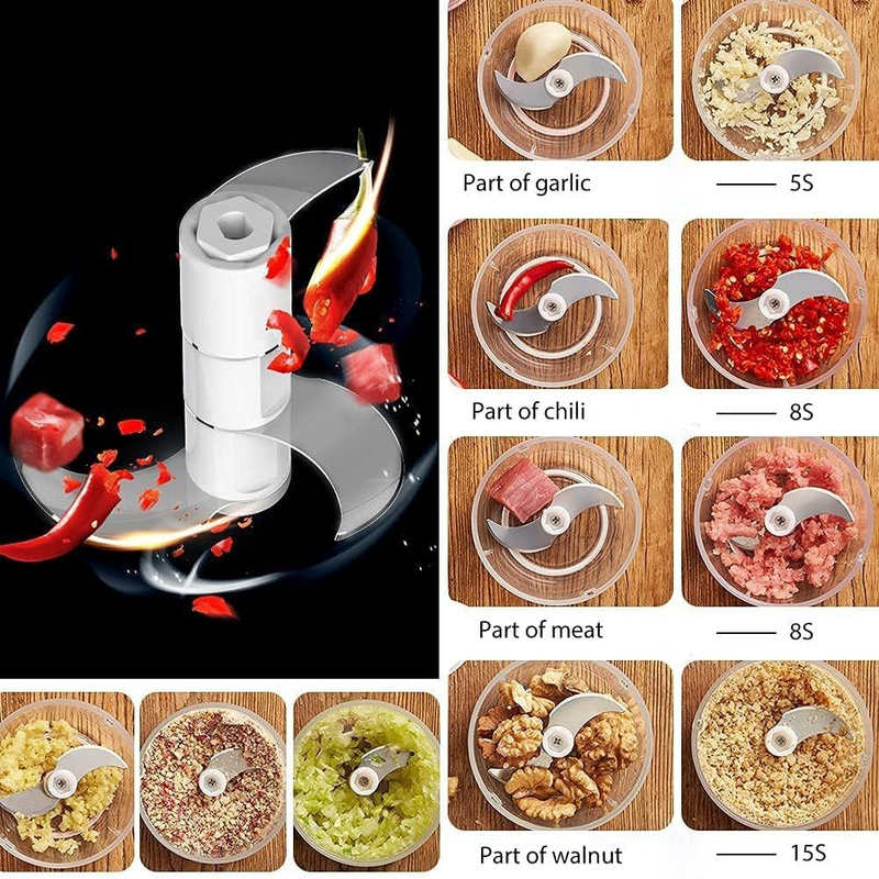 Mini Processador de Alimentos USB 250ml 3 Laminas Triturador Alho Portatil Moedor Eletrico Cebola Trituador de Alimentos